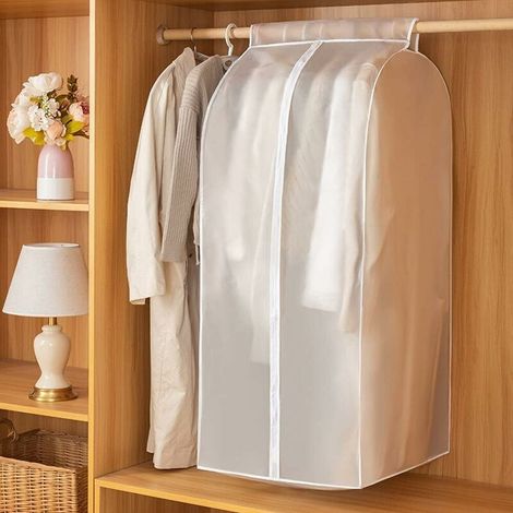 housse vetements à suspendre, 60x50x120cm PEVA étanche à la poussière et à leau housse vetement, résistant à la saleté et inodore lavable housses de vêtements réutilisable avec fermeture éclair (1/5)