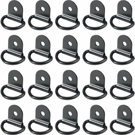 20pcs Tie Rings, Tie Rings, Iron Tie Rings, Trailer Mounting Rings, Round Tie Rings for Folding with Car Cargo Lock Black (1/5)