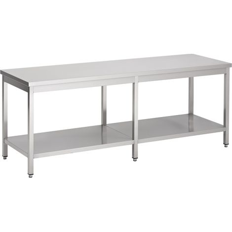 Table Inox Professionnelle Avec Etagère Basse et Renfort - Gamme 600 - Combisteel (1/2)