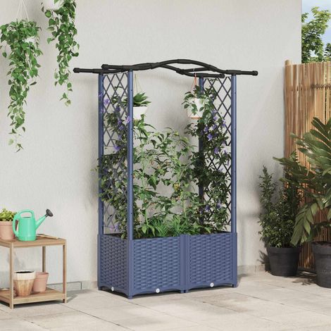 Teenpull – Hochbeet mit Rankgitter und Dach Grau 125 x 40 x 138 cm PP (1/5)