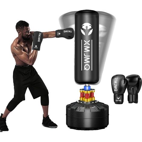 Barra de entrenamiento de boxeo, altura ajustable, base con ventosa, color negro. (1/2)