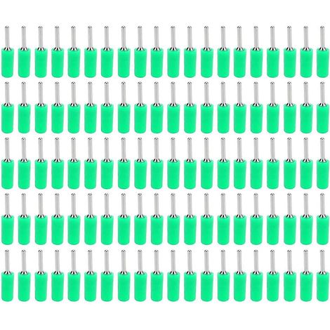 100 fiches bananes mâles en laiton nickelé, à broche droite, pour plaques à ressort internes J.10001, 2 mm, vertes (1/4)