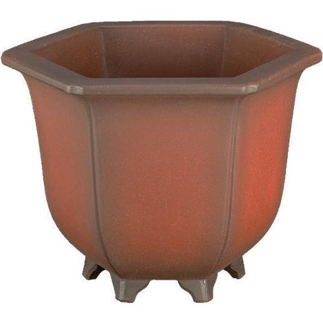 Vaso per bonsai esagonale (stile a cascata) in gres 16x16x15 cm - B145