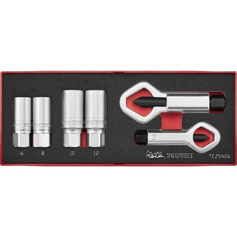 Set d'extracteurs et de casse-écrous Foamx2 tray 6- 12mm 6 pièces Teng Tools TEZSN06