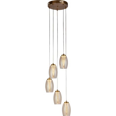 Searchlight Cyclone 5-flammige Pendelleuchte aus Bronze, Champagnerglas (1/3)