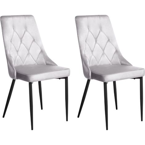 Set of 2 Dining Chairs AVENIR Velvet Light Grey