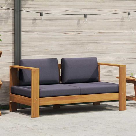 vidaXL Banc de jardin avec coussins 140 cm Bois d'acacia solide Gris (1/5)
