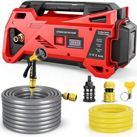 Water Transfer Pump Compatible with 18V Battery, Portable Electric Utility Pump, Wireless Transfer Pump Home, Pool, RV, Garden, Hot Tub (1/5)