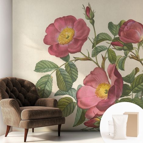 Tapete Vliestapete mit Kleber - Wanddekoration - Wandfolie - 3D Tapete Wand - Wohnungsdeko Rosenmotiv 250x250 cm (1/5)