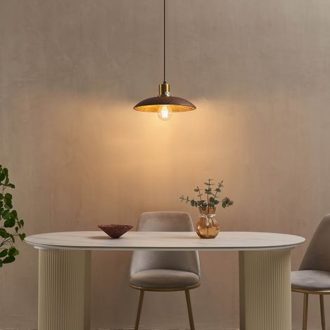 Suspension design en bois tourné et laiton doré - Yuli (1/5)