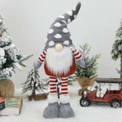 -DéCorations De Noël PèRe Noël Gnom Tomte, 55/53.5cm PoupéE Ornement Santa Figurines SuéDoises, Cadeaux De Nains Scandinaves pour DéCoration De Maison De Vacances De Noël (Debout Gris)-Autre (1/5)