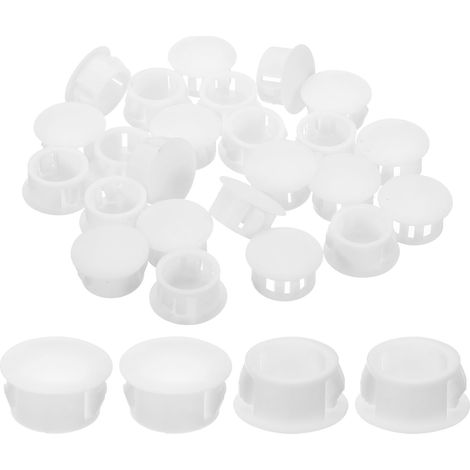 28Pcs Bouchon de Trou en Nylon, 15.5-16mm Diamètre de Trou Bouchon d'étanchéité Rond Souple et Flexible de Verrouillage Bouchons en Caoutchouc pour Bouteille, Tuyau, Cuisine, Blanc (1/5)