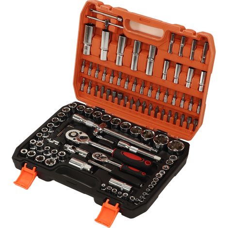 108-teiliger mechanischer Werkzeugsatz, Schlagschrauber-Einsätze, Ratschen- und Innensechskantschlüssel, Schraubendreherbits für die Autoreparatur. (1/5)