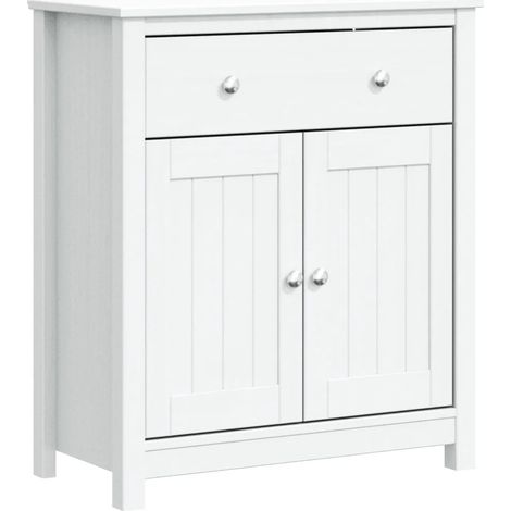 Mueble de baño con espacio de almacenamiento 69,5 x 34 x 80 cm acabado liso estilo rústico pino blanco macizo 020047335 (1/5)