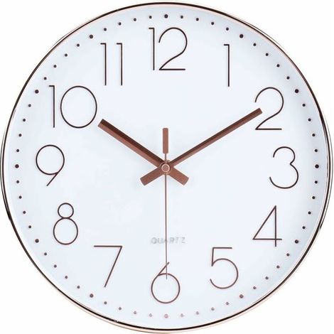 royaluxe - 30 CM Silent Non-Ticking Grande Horloge Murale silencieuse sans tic tac décorative pour Cuisine Salon Chambre Bureau (Or Rose) (1/5)