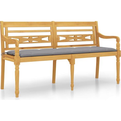 Maison Exclusive - Panchina Batavia con Cuscino Grigio 150 cm Legno Massello Teak (1/5)