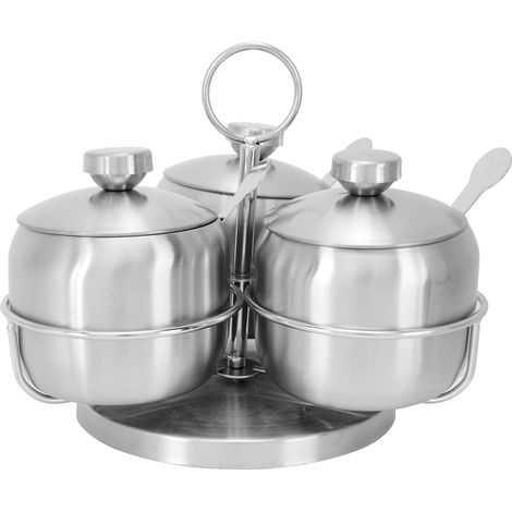 Set aus innovativen, drehbaren Gewürzgläsern mit Deckel und Löffel, Behälter für Salz, Zucker und Würzmittel. (1/5)