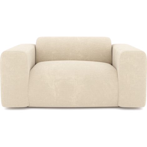 Fauteuil en velours texturé crème (1/5)