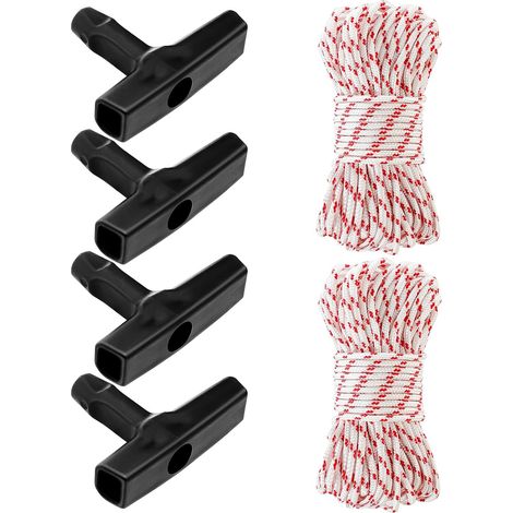 Starter Rope With Starter Handle, 3mm20M Starter Rope With 4 Starting Handles, Pull Rope Start, For Lawn Mower, Chainsaw, Edger, Part (1/5)