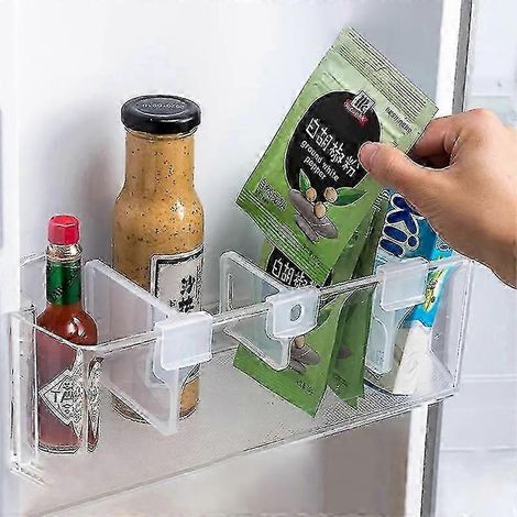 Lot de 4 panneaux de séparation rétractables en plastique pour réfrigérateur, étagère de rangement pour bouteilles et canettes de cuisine (1/5)
