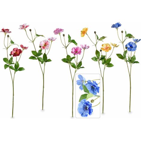 Rami di fiori di ranuncolo colorato artificiale, set da 10 pezzi, cm 25 H (con gambo 46)