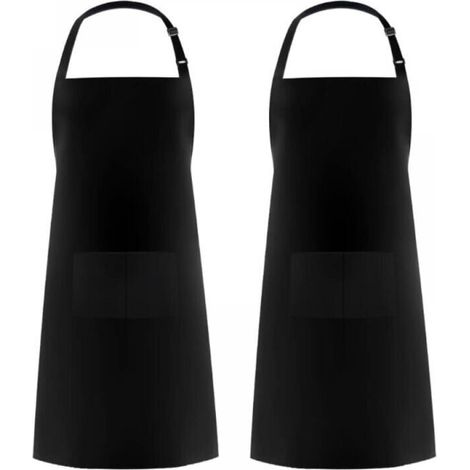 Pack of Black Cooking Aprons for Men and Women, Cooking Utensil Holder Aprons with 2 Pockets for Grilling, Adjustable Gardening Apron for Adults for Gardening (1/4)