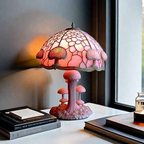 Lámpara de mesa Mushroom B (funciona con pilas) - Lámpara de mesa retro - Luz nocturna con animales 3D - 17 cm - Adorno de luz LED 3D