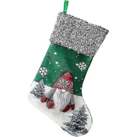 Chaussette de Noël à suspendre, Chaussette de Noël en peluche 3D avec gnome suédois, Chaussettes de Noël, Chaussettes de Noël à suspendre, Chaussette de Noël pour décoration de Noël (1/5)