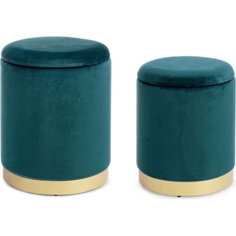 Poltrona Pouf "Polina" per interno, con struttura In mdf e compensato, Set da 2 pezzi -Rosa Antico