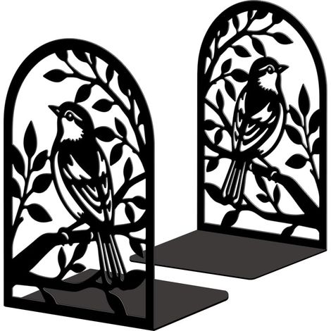 Lot de 2 Serre-Livres Métal Mésange Et Branche Décoratif (1/5)