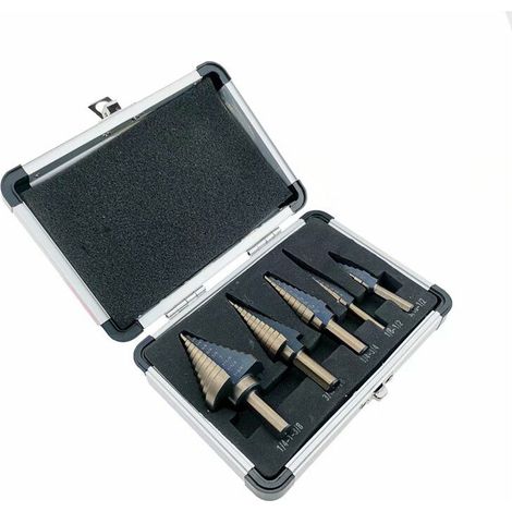 5pc boîte en aluminium pouce triangle poignée haute vitesse en acier étape perceuse pagode trou de forage (1/5)