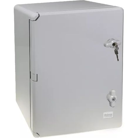 Coffret mural haute-résistance boîtier 400 x 300 x170 - Porte pleine / Serrure clé / Plaque montage / IP65 / ABS (1/5)