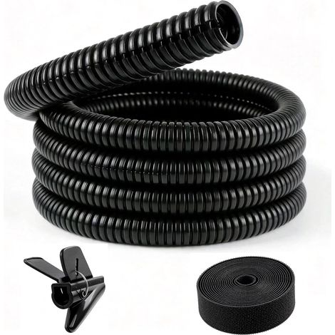 Gaine de rangement de câbles flexible noire pour voiture, jardin et bureau, fournit une protection de câble pour chiens et chats contre la mastication des animaux de compagnie (noir, 25 mm x 3 m) (1/5)