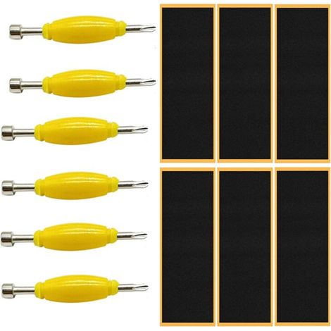 Paquet de 12 Autocollants Mousse Adhésive Poignée Touche Remplacement avec Tournevis pour Skateboard (1/4)
