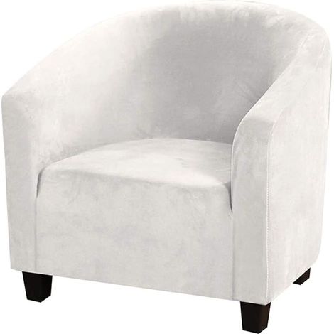 Housse De Chaise Club,Housses De Chaise De Baignoire en Velours Extensible Housses De Canapé Souples pour Fauteuil Protecteur De Meubles (Blanche, Velours)-Fei Yu (1/4)