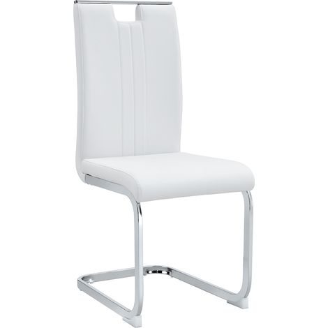 Lot de 2 chaises blanches en PU à forme arquée – apporte une touche tendance aux styles de décoration minimalistes et contemporains