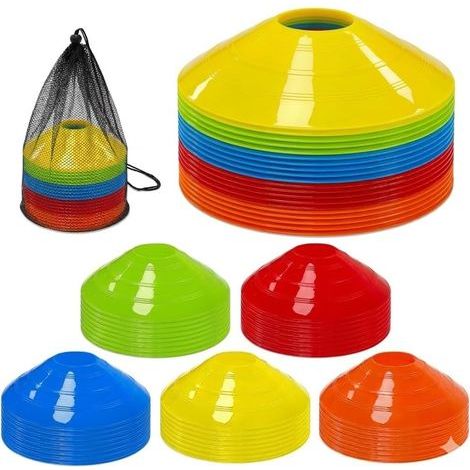 Conos marcadores de fútbol: equipo de entrenamiento esencial, conos deportivos multicolores con red de almacenamiento para fútbol, baloncesto y agilidad. (1/5)