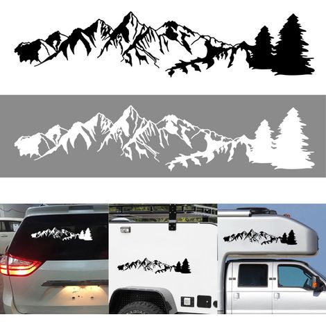 1 Pièces Autocollant Universel De Voiture Arbres Réfléchissants Forêt De Montagne Autocollants Graphiques pour Camping-Car RV Remorque Panneau De Porte Autocollant Corps Fenêtre Pare-chocs (1/5)