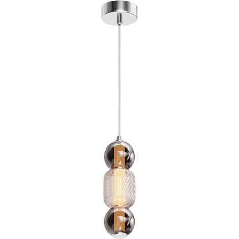 Maytoni Drop Lampadario a sospensione moderno e sottile, cromato, 3000K, 2000lm, paralume colorato (1/5)