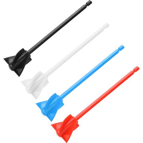 Lot de 4 palettes de mélange pour résine, mélange homogène et puissant, 5 lames, réutilisables, accessoire pour perceuse, noir, rouge, blanc, bleu