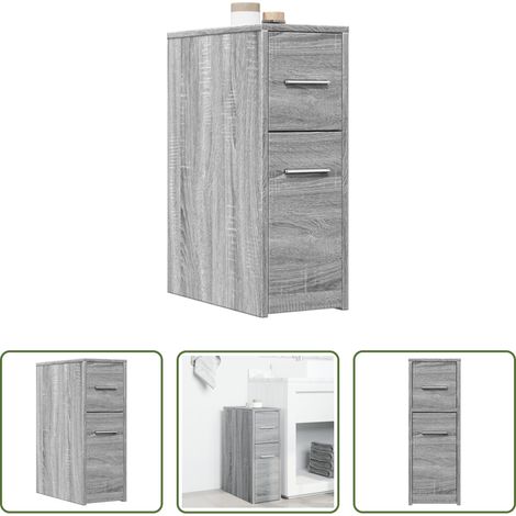 vidaXL Armoire étroite - Armoire de salle de bain étroite avec roulettes sonoma gris (1/5)