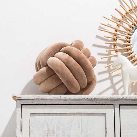 Dekoratives Knotenkissen – weich und bequem, ideal für Schlafzimmer, Sofas, Büros und mehr. (Kaffeebraun, 22 cm) (1/5)