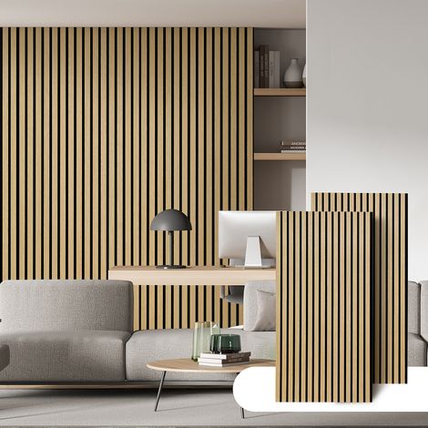Randaco Isolation accoustique Lot de 1 panneaux acoustiques aspect bois en MDF 60 x 120 x 2,1 cm bois de chêne