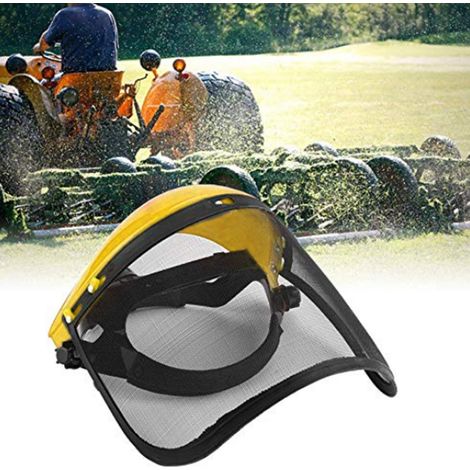 Casque de sécurité avec visière intégrale en maille pour débroussailleuse forestière et tondeuse à gazon. (1/3)