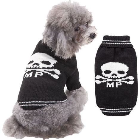 Halloween Citrouille Chien Pull Pet Costume Mode Vacances Fête Chiot Cadeaux pour Chiens et Chats（Crâne noir S） (1/5)