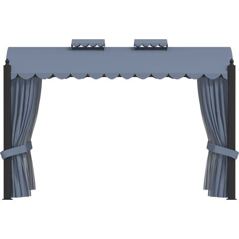 Tonnelle avec rideaux 3x4 m Anthracite Acier