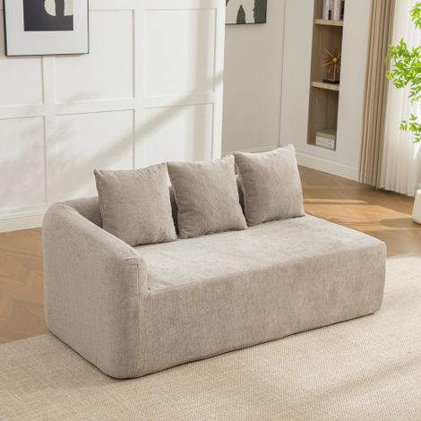 Un canapé modulaire compressé, revêtu de tissu chenille, garni d'une mousse haute résilience 30D et doté d'une base antidérapante : un choix idéal pour les salons et autres espaces. Gris. (1/4)