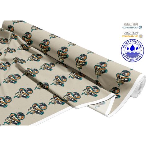TESSUTI DECORATIVI PER ESTERNI OXFORD - Motivo Serpente che danza sul teschio I DR281 (1/5)