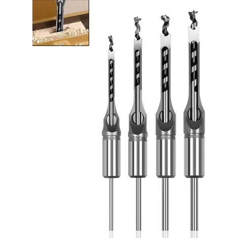 4Pcs Forets à Trou Carré Pour le Travail du Bois Ensemble Forets à Ciseau à Mortaiser Pour le Travail du Bois (6,4mm / 8mm / 9,5mm / 12,7mm) (1/5)