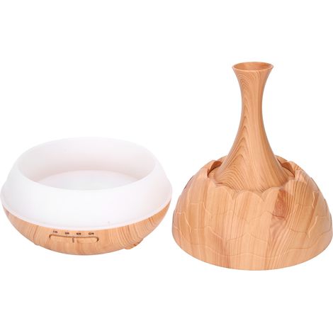 Diffuseur d'Aromathérapie LED 7 Couleurs Grain de Bois 400ml Humidificateur d'Air Prise EU 100V‑240V (1/5)